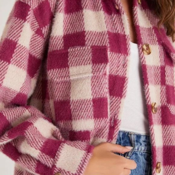 Z Supply Plaid Tucker Jacket - Berry (SO SOFT!) Shacket - Picture 2 of 2